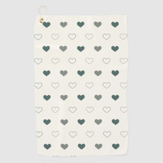 Cute Simple Heart Pattern green cream Golf Towel