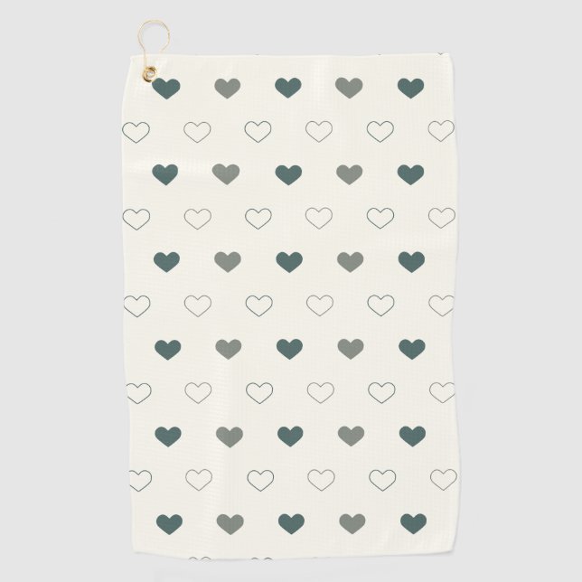 Cute Simple Heart Pattern green cream Golf Towel (Front)