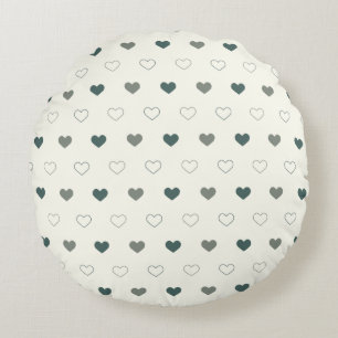 Cute Simple Heart Pattern green cream Round Cushion