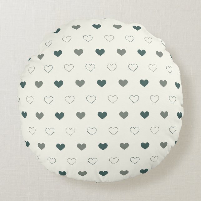 Cute Simple Heart Pattern green cream Round Cushion (Front)