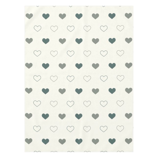 Cute Simple Heart Pattern green cream Tablecloth (Front)