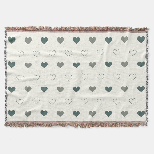 Cute Simple Heart Pattern green cream Throw Blanket (Front)