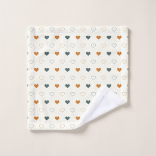 Cute Simple Heart Pattern Orange Cream Green Bath Towel Set