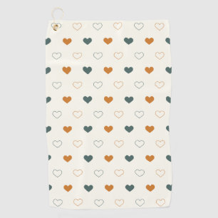 Cute Simple Heart Pattern Orange Cream Green Golf Towel