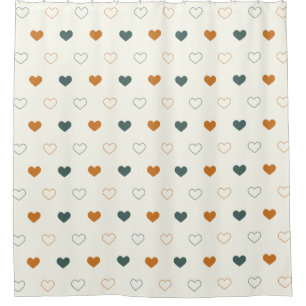 Cute Simple Heart Pattern Orange Cream Green Shower Curtain