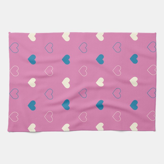 Cute Simple Heart Pattern Tea Towel (Horizontal)