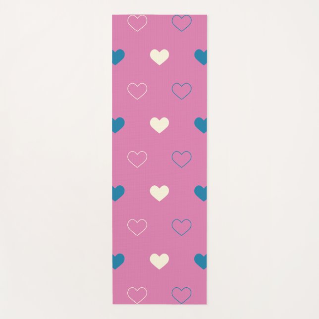 Cute Simple Heart Pattern Yoga Mat (Front)