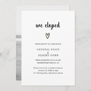 Cute Simple Heart Photo Modern Wedding Reception Invitation