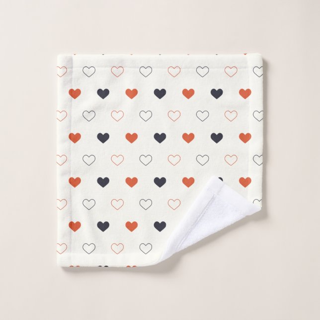 Cute Simple Heart Seamless Pattern  Bath Towel Set (Wash Cloth)