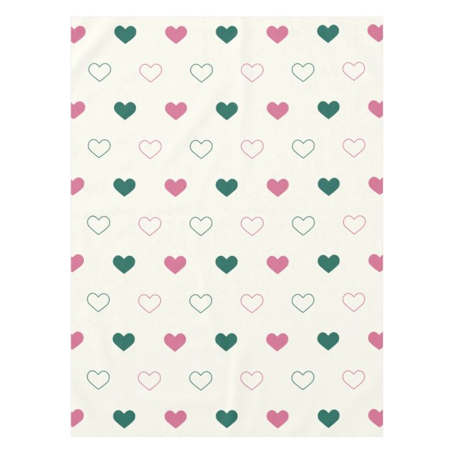 Cute Simple Heart Seamless pink / cream Tablecloth (Front)