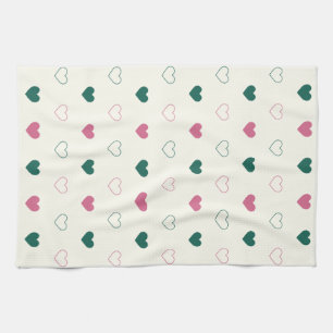 Cute Simple Heart Seamless pink / cream Tea Towel