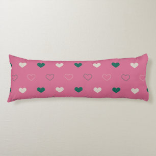 Cute Simple Heart Seamless pink / green Body Cushion