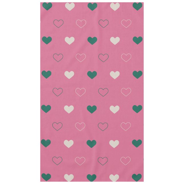 Cute Simple Heart Seamless pink / green Tablecloth (Front)