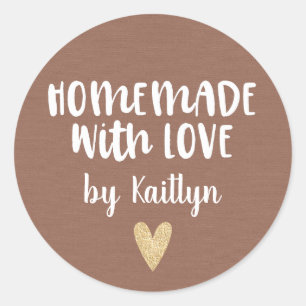 Cute Simple Homemade With Love Classic Round Sticker