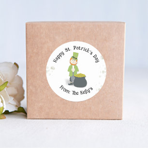 Cute Simple Leprechaun St. Patrick's Day Green  Classic Round Sticker