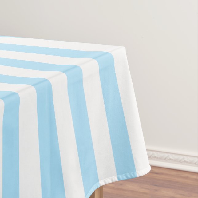 Cute Simple Light Blue and White Striped  Tablecloth (In Situ)