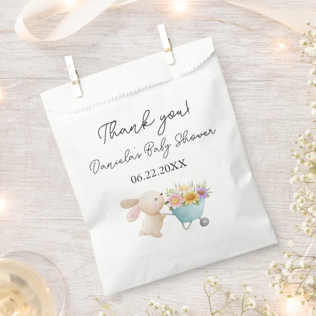Cute Simple Little Bunny Wildflowers Baby Shower  Favour Bag (Clipped)