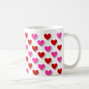 Cute Simple Modern Bright Pink Red Heart Pattern Coffee Mug