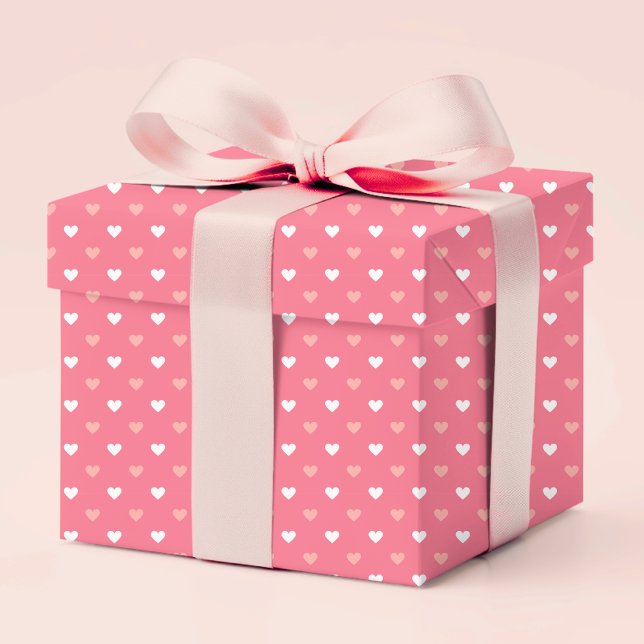 Cute Simple Modern Love Hearts Peach White Pink Wrapping Paper (Creator Uploaded)