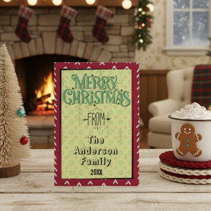 Cute Simple Modern Red Non-Photo Christmas Card