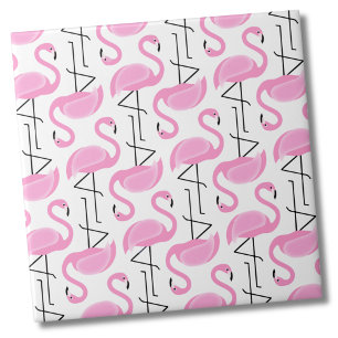 Cute Simple Modern Tropical Pattern Pink Flamingo Ceramic Tile