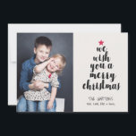 Cute Simple Modern Worded Christmas Tree Photo Holiday Card<br><div class="desc">Looking for a modern,  stylish design for your holiday photo cards this year?  This fun 5x7 photo card features a Christmas tree built with the words "we wish you a merry christmas."  Simple and cute!  The back of the card is designed with little white snowflakes over your custom colour.</div>