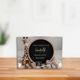 Cute simple neural digital pregnancy announcement  photo block