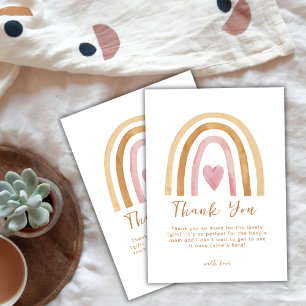 Cute Simple Neutral Boho Rainbow Baby Shower  Thank You Card