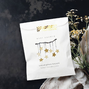 Cute Simple Neutral Yellow Star Mobile Baby Shower Favour Bag