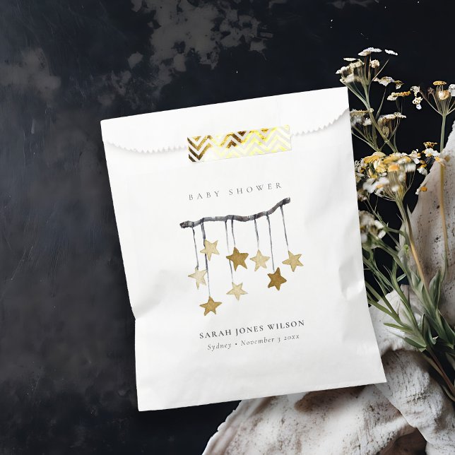 Cute Simple Neutral Yellow Star Mobile Baby Shower Favour Bag (Creator Uploaded)