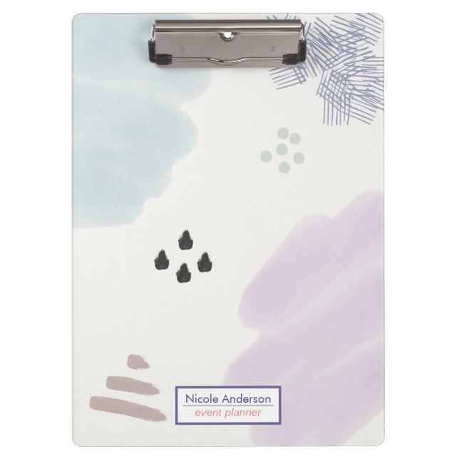 Cute Simple Pastel Abstract Brush Stroke Clipboard (Front)