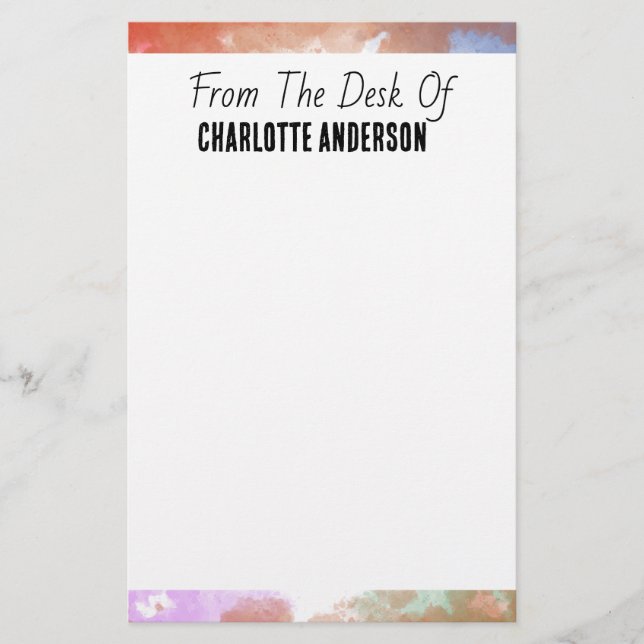 Cute Simple Pastel Border Personalised Note Stationery (Front)