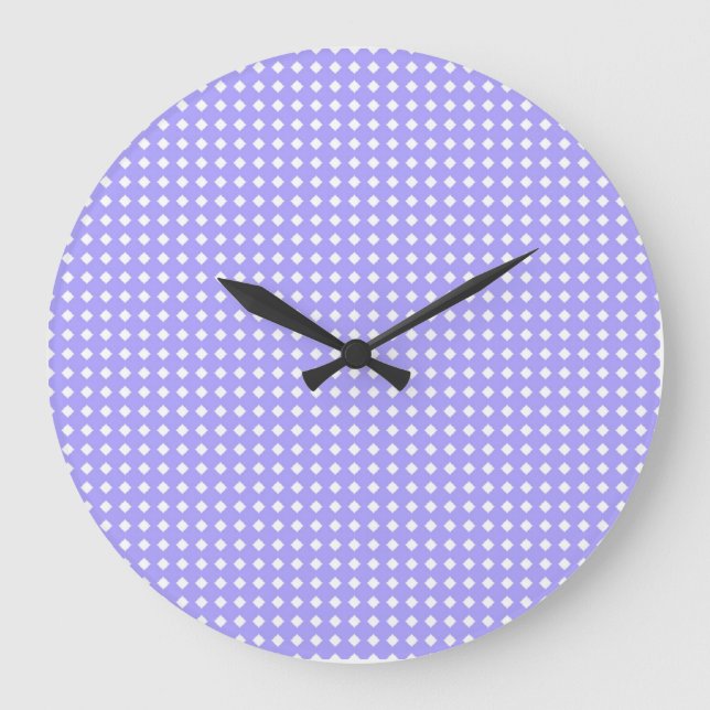 Cute Simple Periwinkle Blue and White Pattern Large Clock (Front)