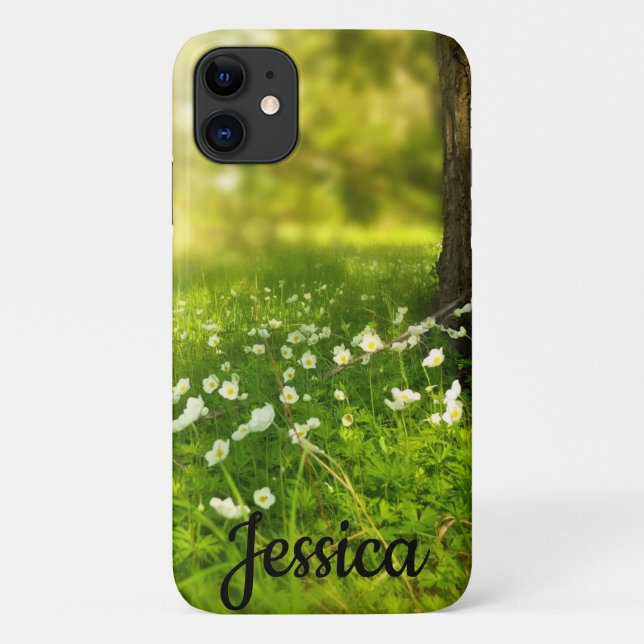 Cute Simple Personalised Sunny Flower Field Case-Mate iPhone Case (Back)