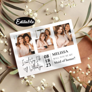 Cute Simple Photo Collage Bridesmaid Proposal Card