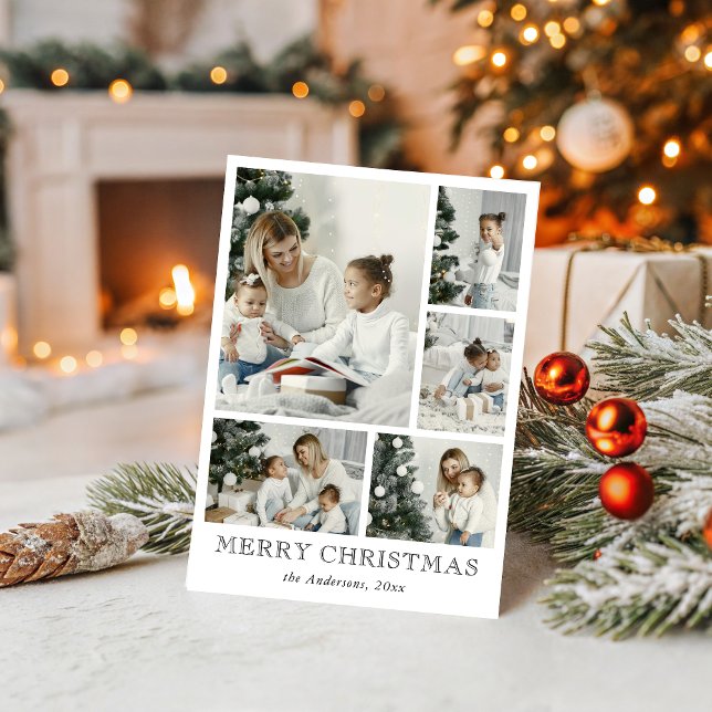 Cute Simple Photo Collage Christmas Holiday Card (Creator Uploaded)
