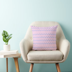 Cute Simple Pink and Purple Geometric Line Pattern Cushion