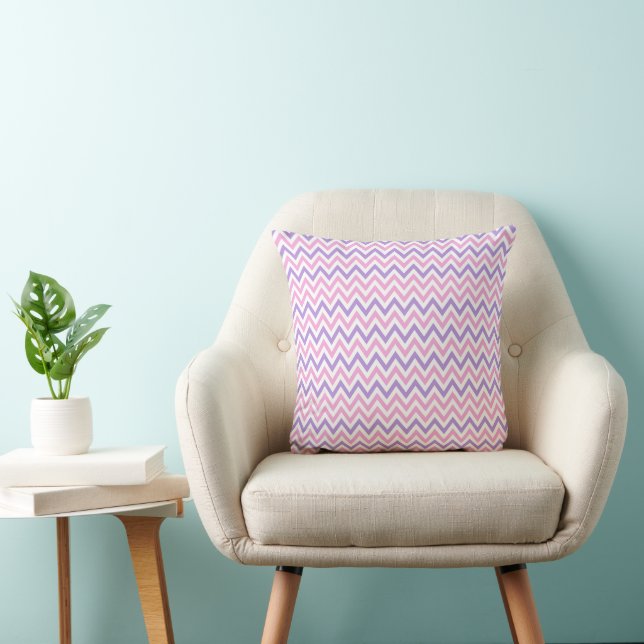 Cute Simple Pink and Purple Geometric Line Pattern Cushion (Chair)