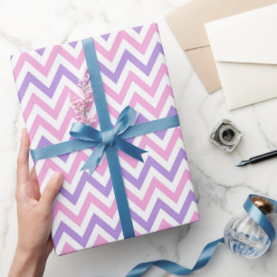 Cute Simple Pink and Purple Geometric Line Pattern Wrapping Paper