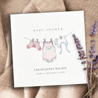 Cute Simple Pink Baby Girl Clothesline Baby Shower