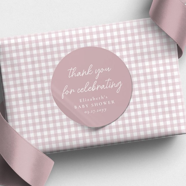 Cute simple pink baby shower thank you classic round sticker (Creator Uploaded)