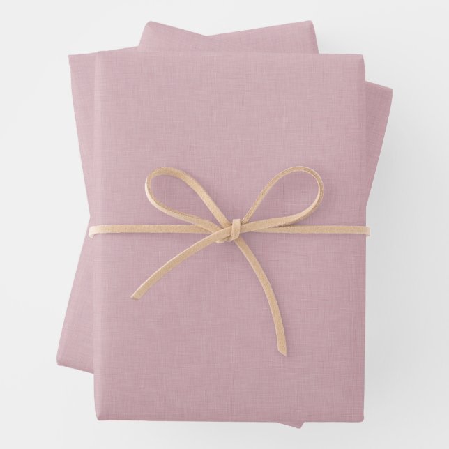 Cute simple pink chambray effect wrapping paper sheet (In situ)