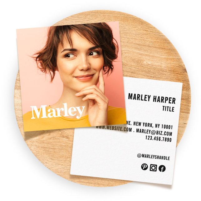 Cute Simple Professional Modern Fun Photo  Square Business Card (Creator Uploaded)