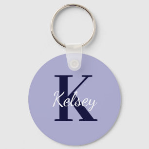 Cute Simple Purple Monogram Initial First Name Key Ring