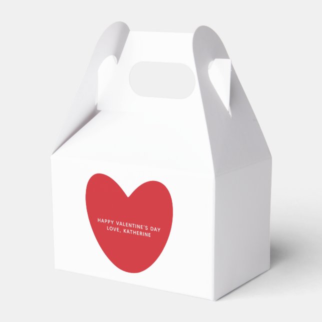 Cute simple red heart personalised Valentine's Day Favour Box (Front Side)