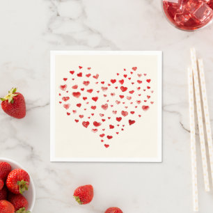 Cute Simple Red Watercolor Hearts Napkin