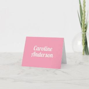 Cute Simple Retro Typography Pink Personalised Note Card