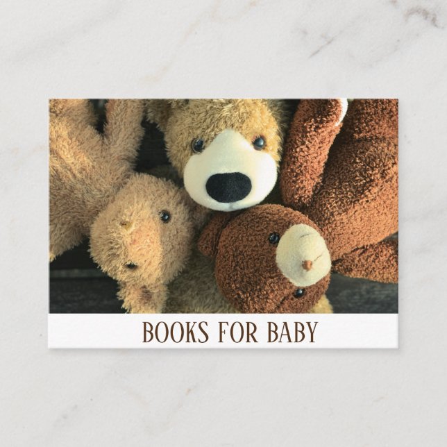 Cute Simple Rustic Teddy Bear Book Request Enclosure Card (Front)