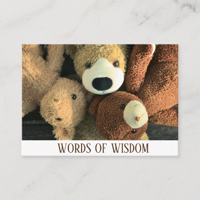 Cute Simple Rustic Teddy Bear Words of Wisdom Enclosure Card (Front)
