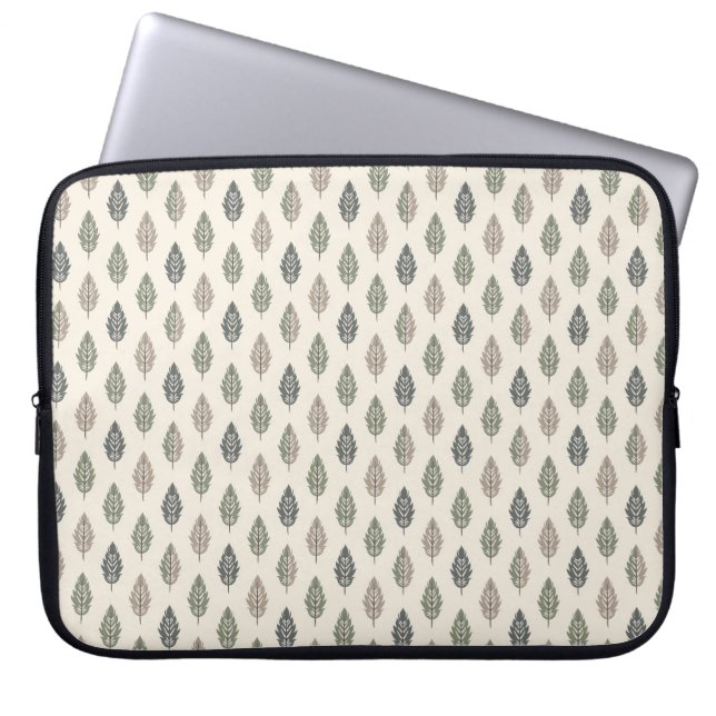Cute Simple Sage Green & Beige Boho Style Laptop Sleeve (Front)